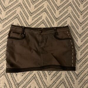 RARE Etro Dark Brown Mini Skirt with Contrast Stitching